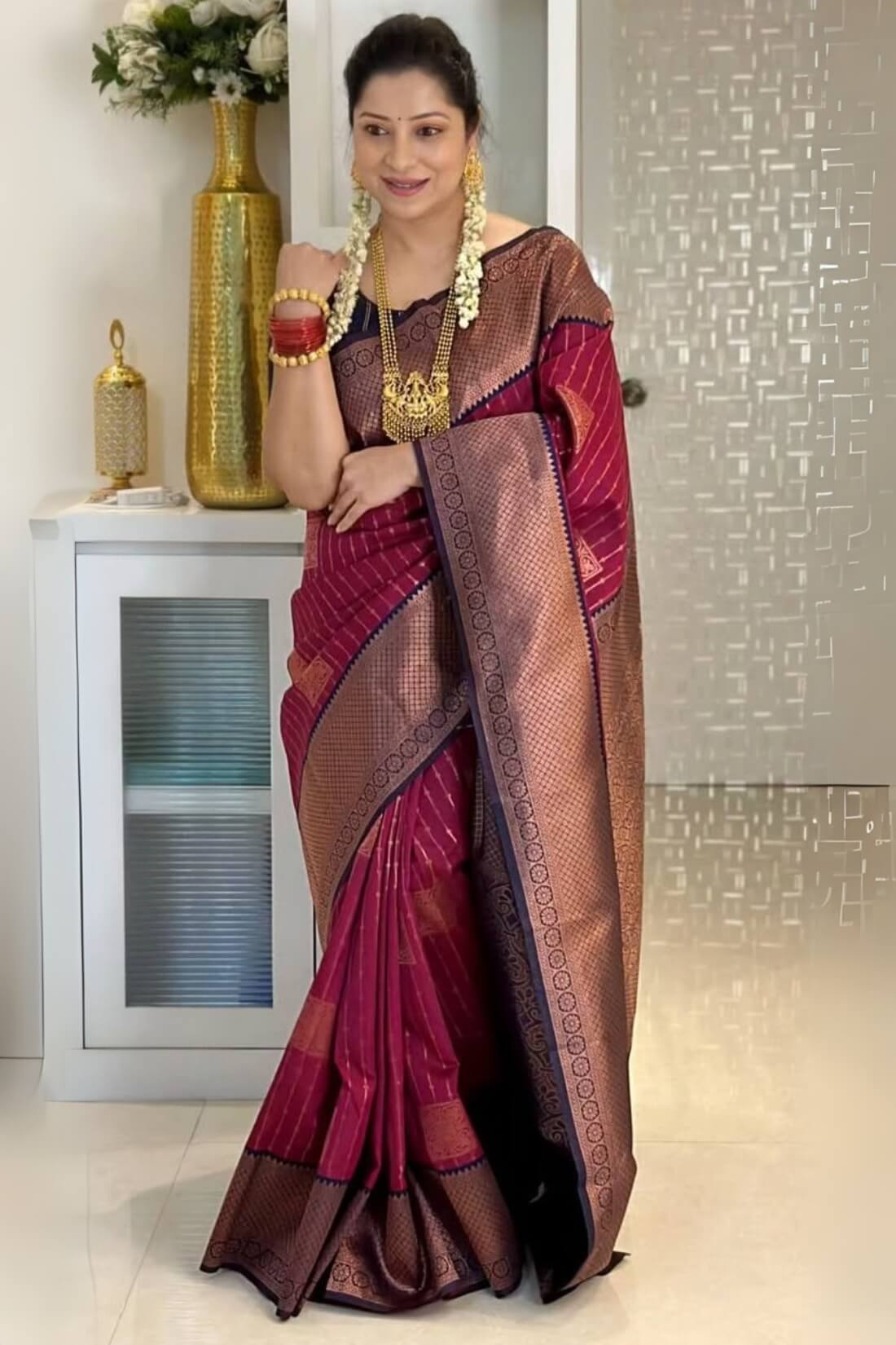 Demure Maroon Soft Silk Saree With Nemesis Blouse Piece