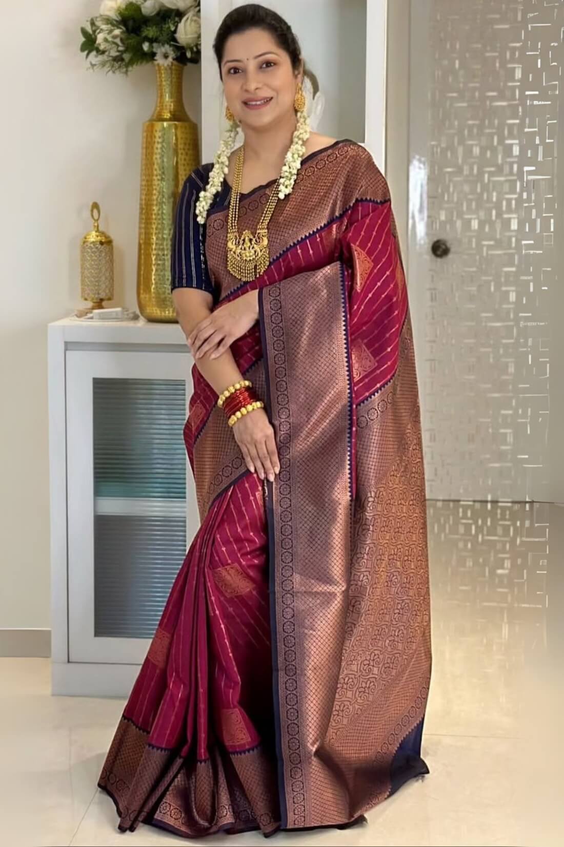 Demure Maroon Soft Silk Saree With Nemesis Blouse Piece