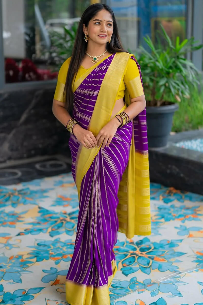 Majestic Purple Soft Silk Saree With Aplomb Blouse Piece