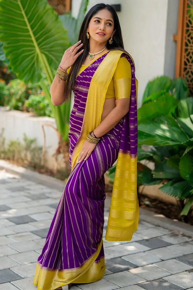 Majestic Purple Soft Silk Saree With Aplomb Blouse Piece