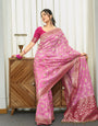 Incomparable Baby Pink Soft Silk Saree With Whimsical Blouse Piece