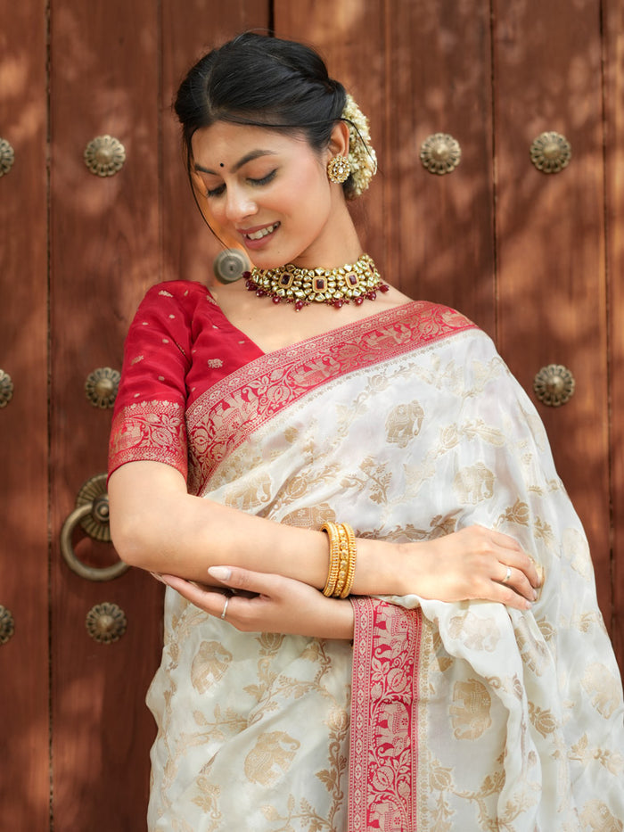 Quintessential Beige Soft Silk Saree With Classy Blouse Piece