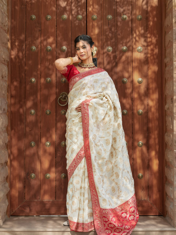 Quintessential Beige Soft Silk Saree With Classy Blouse Piece