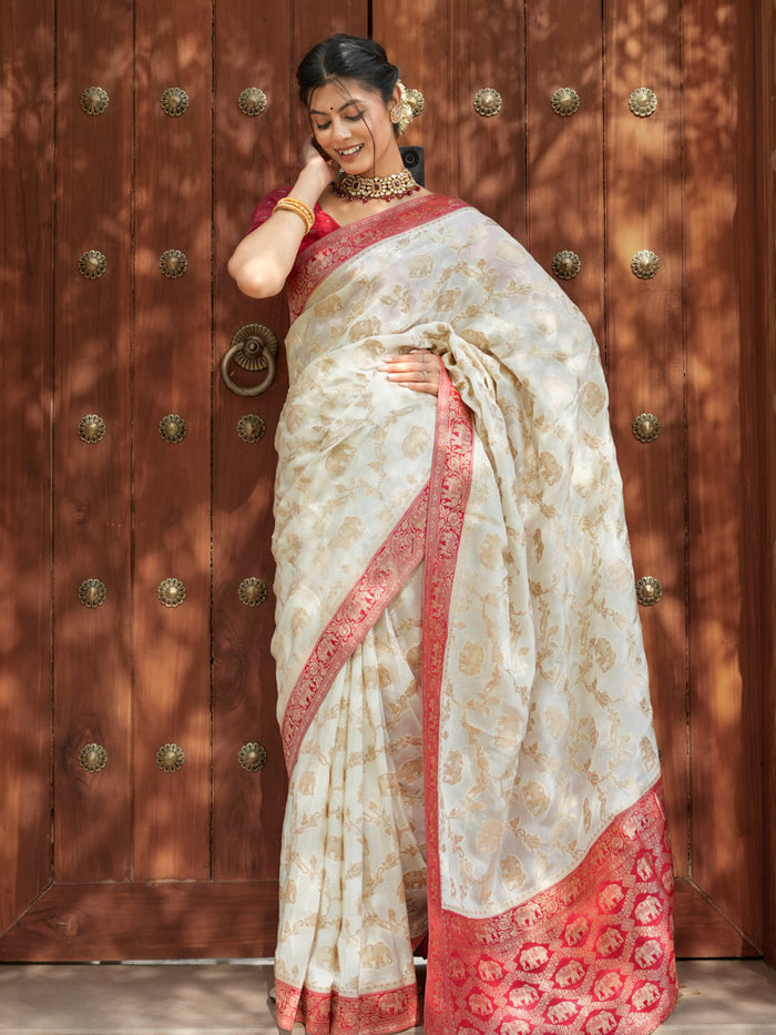 Quintessential Beige Soft Silk Saree With Classy Blouse Piece