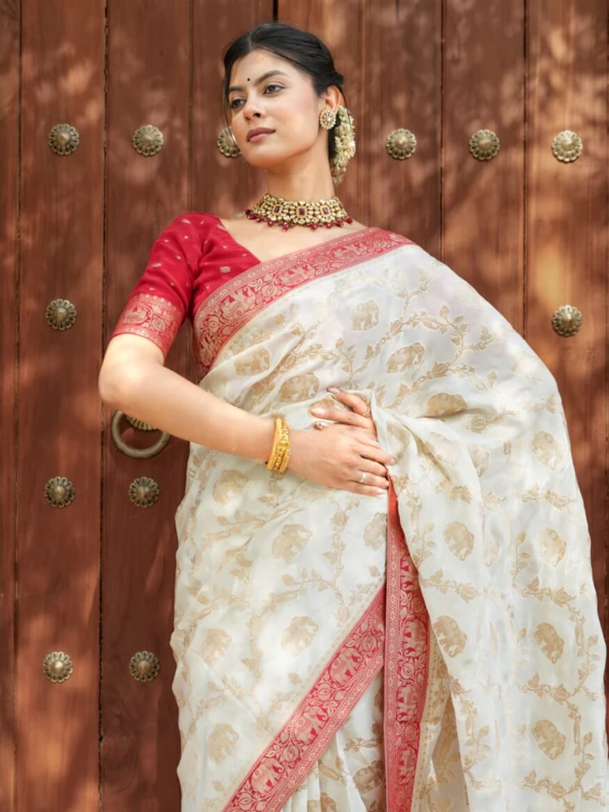 Quintessential Beige Soft Silk Saree With Classy Blouse Piece