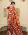 Divine Orange Soft Silk Saree With Rhapsodic Blouse Piece