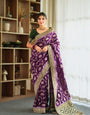 Charming Purple Soft Silk Saree With Rhapsody Blouse Piece
