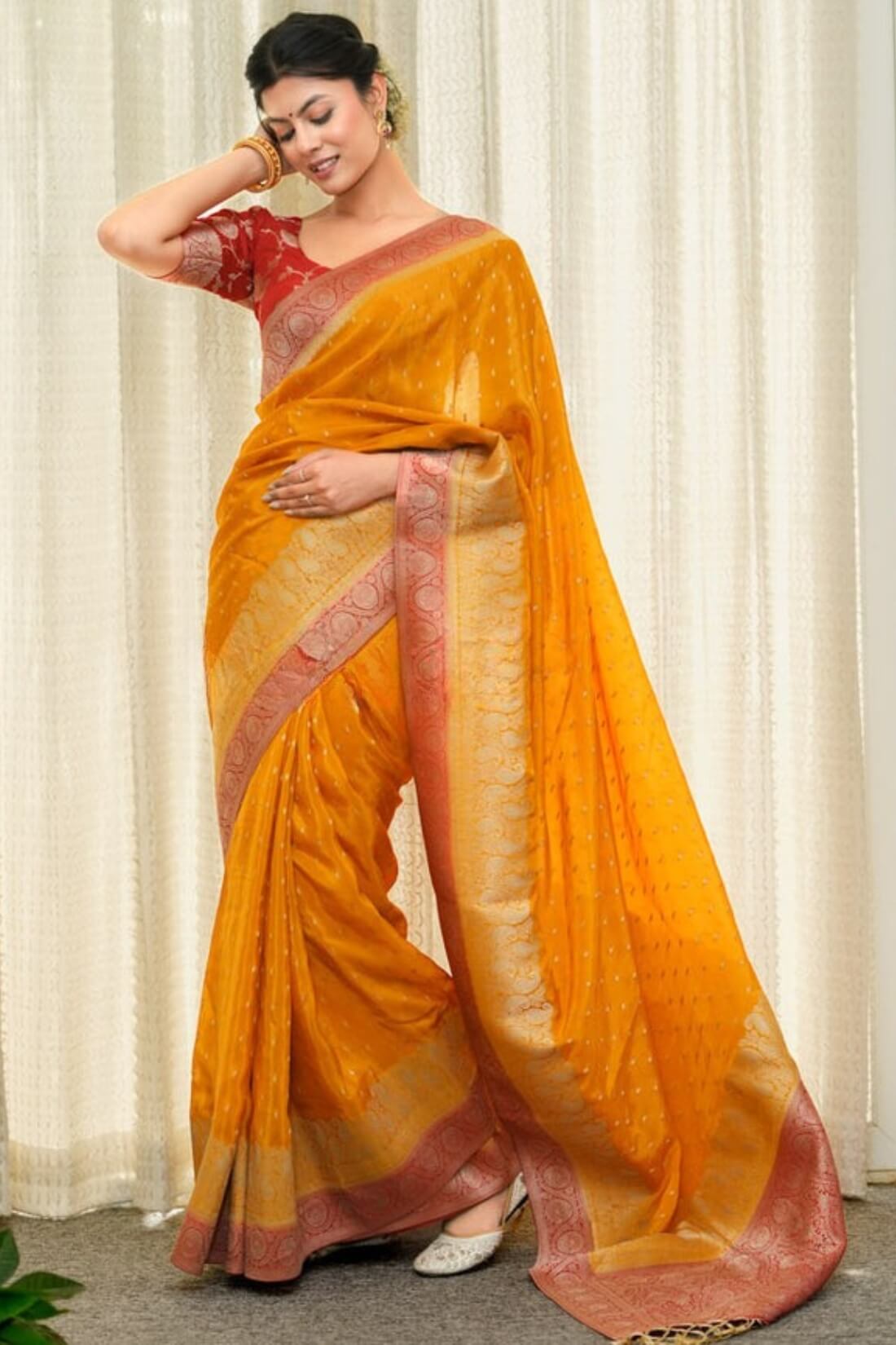 Seraglio Orange Soft Silk Saree With Pretty Blouse Piece