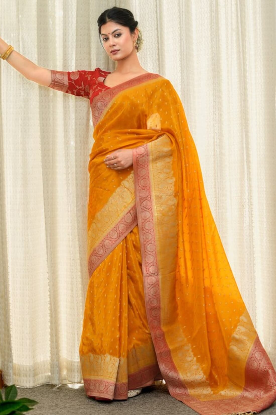Seraglio Orange Soft Silk Saree With Pretty Blouse Piece
