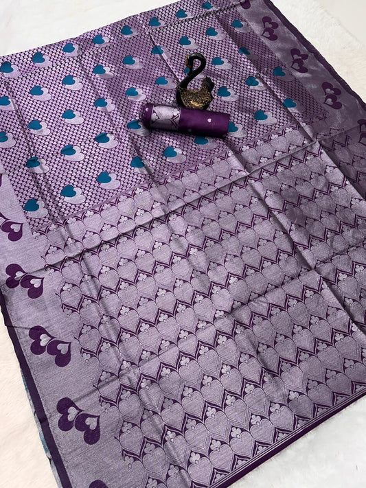 Flameboyant Wine Soft Banarasi Silk Saree With Evanescent Blouse Piece