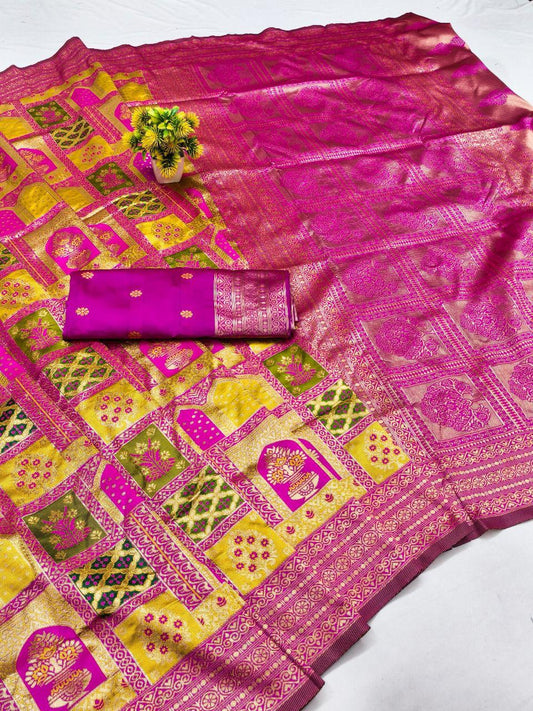 Fairytale Dark Pink Soft Silk Saree With Susurrous Blouse Piece