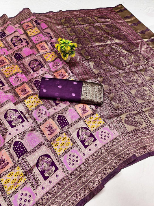 Trendy Lavender Soft Silk Saree With Beautiful Blouse Piece