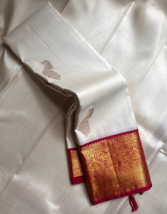 Magnificat Off White Soft Silk Saree With Angelic Blouse Piece