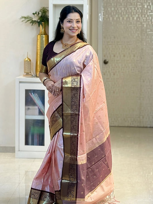 Ravishing Baby Pink Soft Silk Saree With Divine Blouse Piece