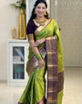 Fantabulous Green Soft Silk Saree With Enticing Blouse Piece