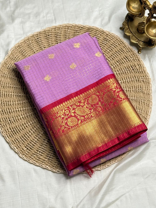 Vivacious Lavender Soft Silk Saree With Petrichor Blouse Piece
