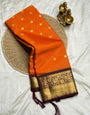 Majestic Orange Soft Silk Saree With Capricious Blouse Piece