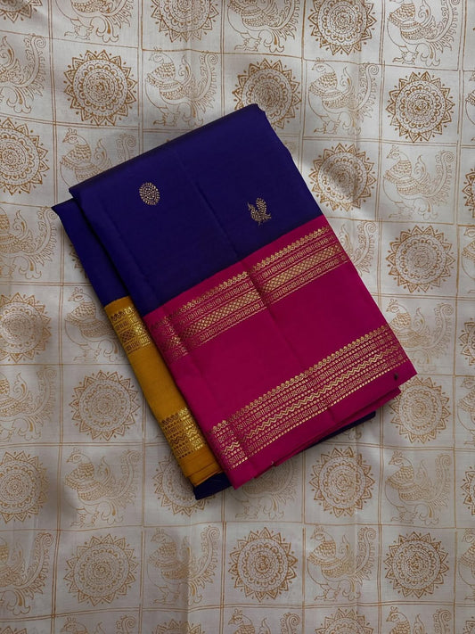 Nectarous Navy Blue Soft Silk Saree With Classic Blouse Piece