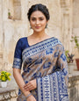 Scintilla Blue Pure Zari Weaving Banarasi Silk Saree With Ephemeral Blouse Piece