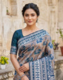Ratatouille Rama Pure Zari Weaving Banarasi Silk Saree With Mesmerising Blouse Piece