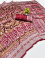 Jazzy Maroon Pure Zari Weaving Banarasi Silk Saree With Desiring Blouse Piece
