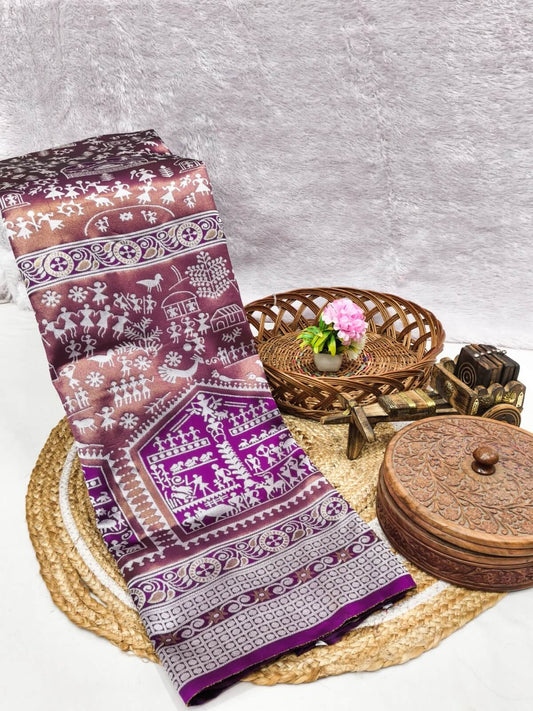 Incredible Purple Pure Zari Weaving Banarasi Silk Saree With Pleasurable Blouse Piece