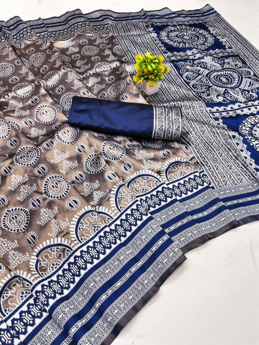 Devastating Blue Pure Zari Weaving Banarasi Silk Saree With Epiphany Blouse Piece