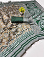 Enchanting Green Pure Zari Weaving Banarasi Silk Saree With Fairytale Blouse Piece