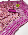 Sizzling Magenta Pure Zari Weaving Banarasi Silk Saree With Adorning Blouse Piece