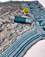 Magnetic Rama Pure Zari Weaving Banarasi Silk Saree With Smashing Blouse Piece