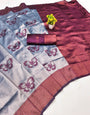 Ethnic Grey Pure Zari Weaving Banarasi Silk Saree With Intricate Blouse Piece
