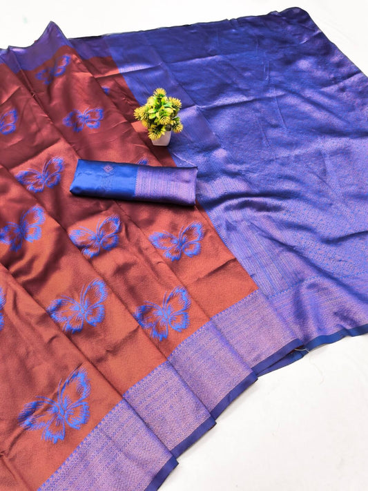 Unique Maroon Pure Zari Weaving Banarasi Silk Saree With Sonorous Blouse Piece