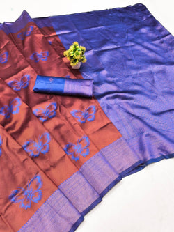 Unique Maroon Pure Zari Weaving Banarasi Silk Saree With Sonorous Blouse Piece