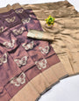 Zephyr Purple Pure Zari Weaving Banarasi Silk Saree With Glittering Blouse Piece