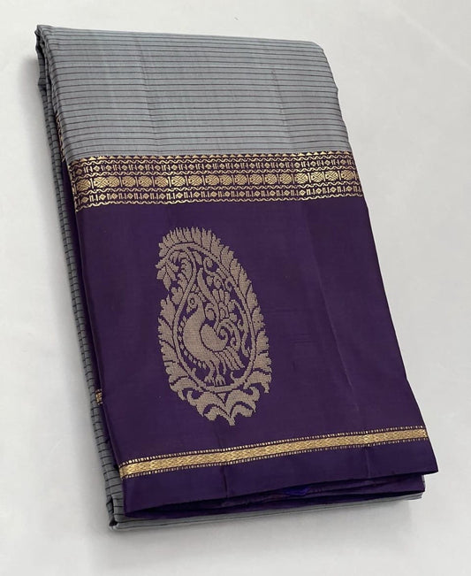 Splendorous Grey Soft Silk Saree With Capricious Blouse Piece