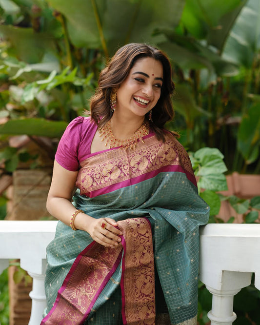 Profuse Sea Green Soft Silk Saree With Enthralling Blouse Piece