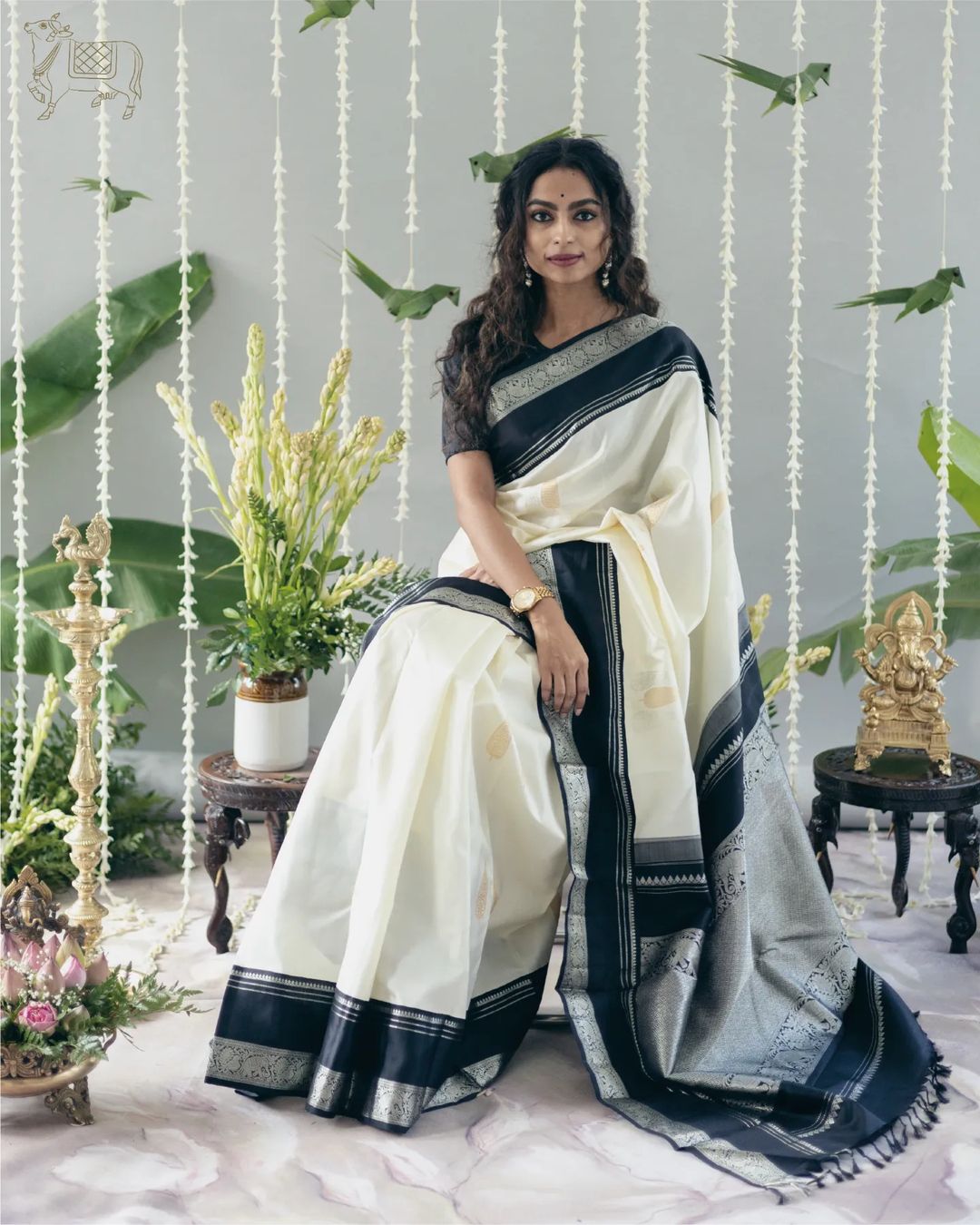 Designer Off White Soft Silk Saree With Sophisticated Blouse Piece