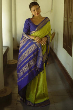 Stunner Mehandi Soft Silk Saree With Classic Blouse Piece