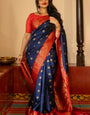 Vestigial Navy Blue Soft Silk Saree With Confounding Blouse Piece