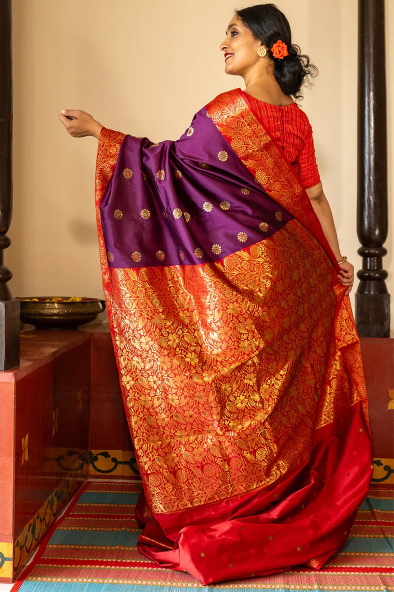 Sempiternal Purple Soft Silk Saree With Sumptuous Blouse Piece