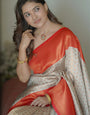 Scrumptious Beige Soft Silk Saree With Fancifull Blouse Pieced