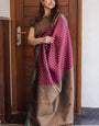 Sumptuous Purple Soft Silk Saree With Flattering Blouse Pieced