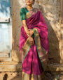 Enthralling Dark Pink Soft Silk Saree With Smart Blouse Pieced