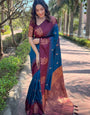 Exceptional Blue Soft Silk Saree With Intricate Blouse Piece