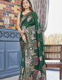 Artistic Dark Green Soft Silk Saree With Engaging Blouse Piece