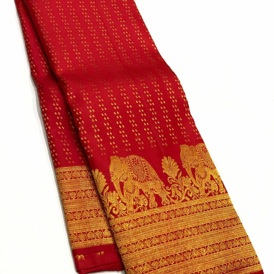 Skinny Red Soft Banarasi Silk Saree With Capricious Blouse Piece