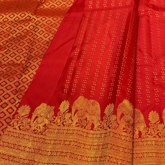 Skinny Red Soft Banarasi Silk Saree With Capricious Blouse Piece