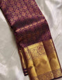 Enthralling Purple Soft Banarasi Silk Saree With Cynosure Blouse Piece