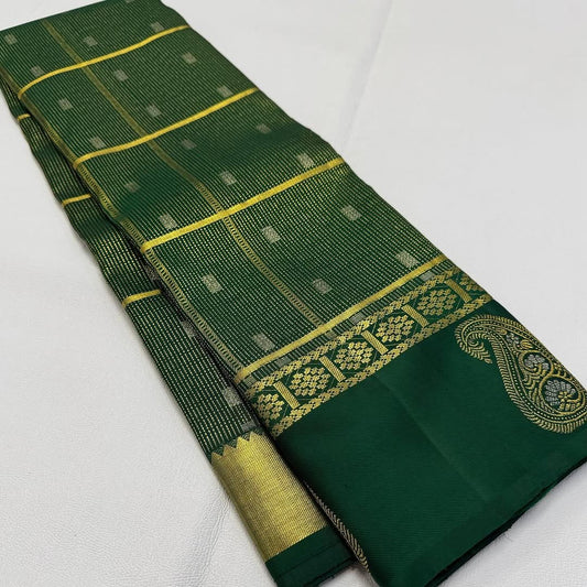 Desirable Dark Green Soft Banarasi Silk Saree With Dulcet Blouse Piece