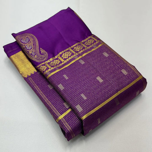 Confounding Purple Soft Banarasi Silk Saree With Comely Blouse Piece